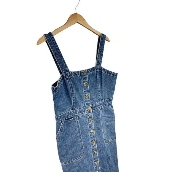 Rachel Antonoff Womens Barbie Apron Denim Dress Button Front Knee Length Size 8 Rachel Antonoff Womens Barbie Apron Denim Dress Button Front Knee Length Size 8